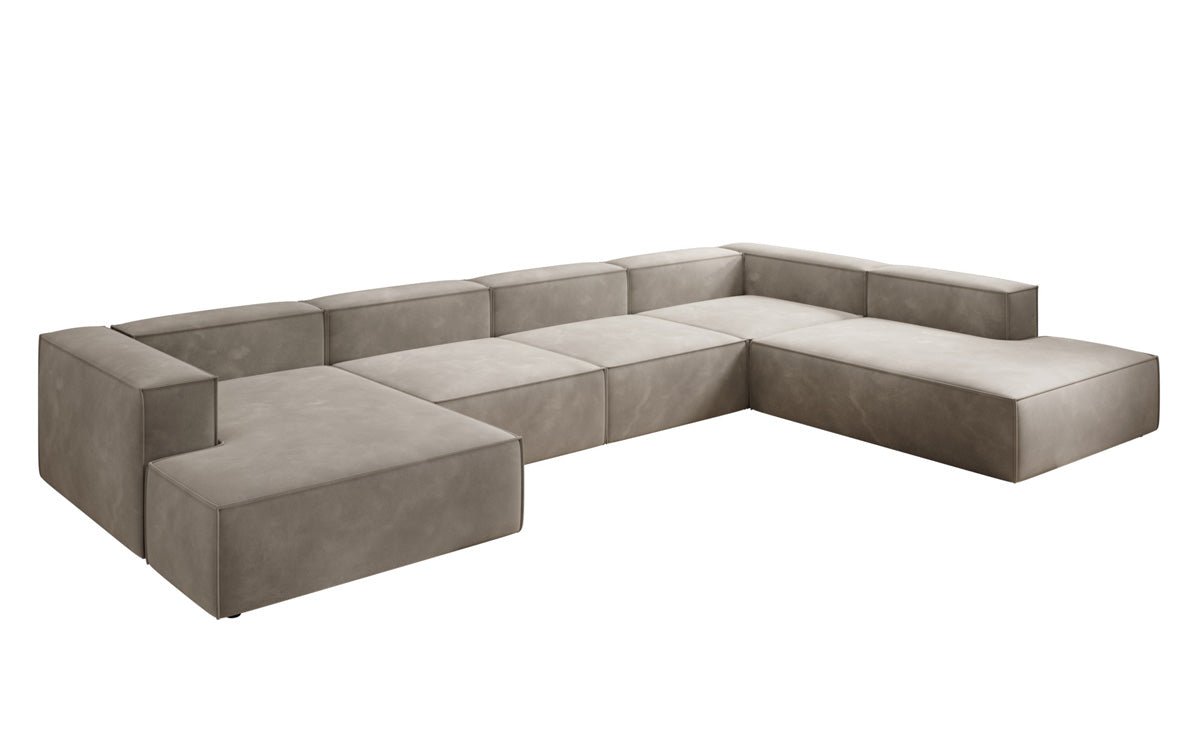 Designerbank Lesley U XXL in Fluweel