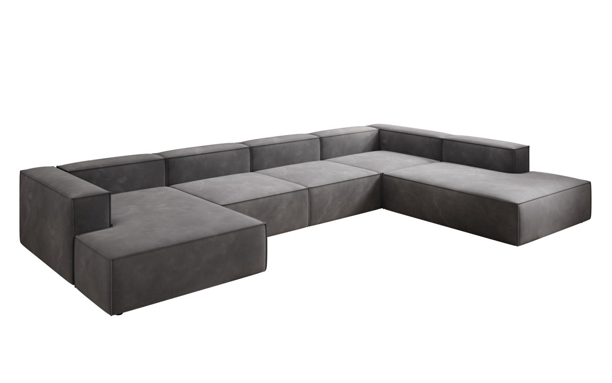 Designerbank Lesley U XXL in Fluweel