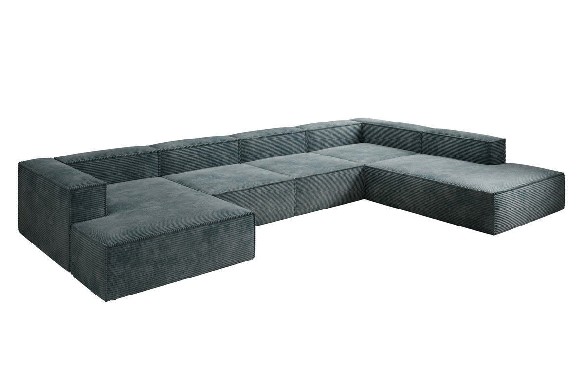 Designer Sofa Lesley U XXL in Ribstof