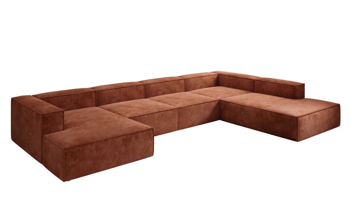 Designer Sofa Lesley U XXL in Ribstof