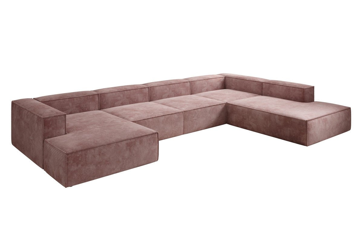 Designer Sofa Lesley U XXL in Ribstof