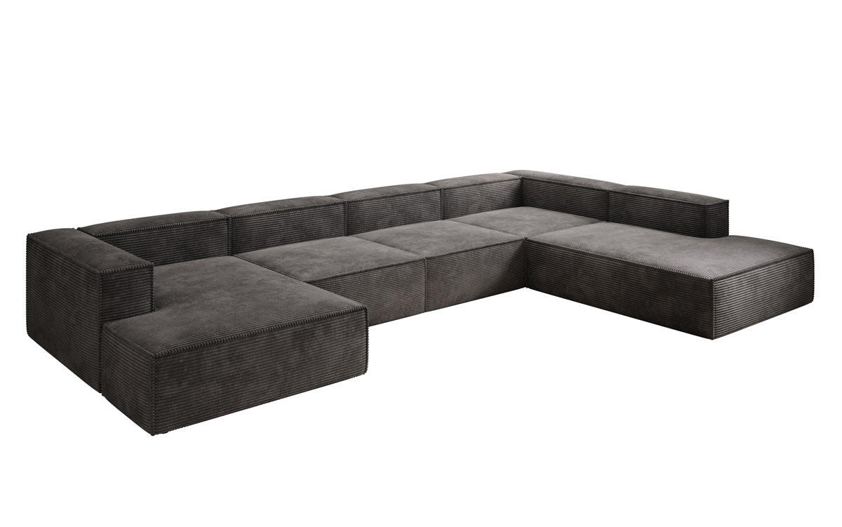 Designer Sofa Lesley U XXL in Ribstof