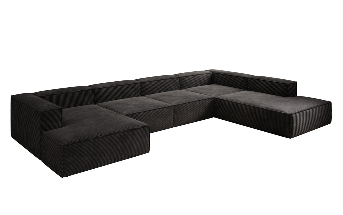 Designer Sofa Lesley U XXL in Ribstof