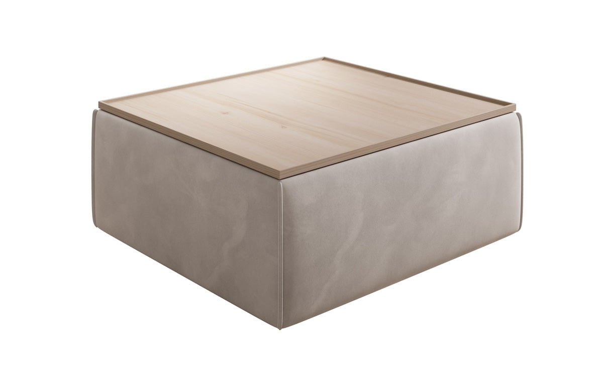 Tabouret d'appoint/table basse Lesley avec rangement en velours