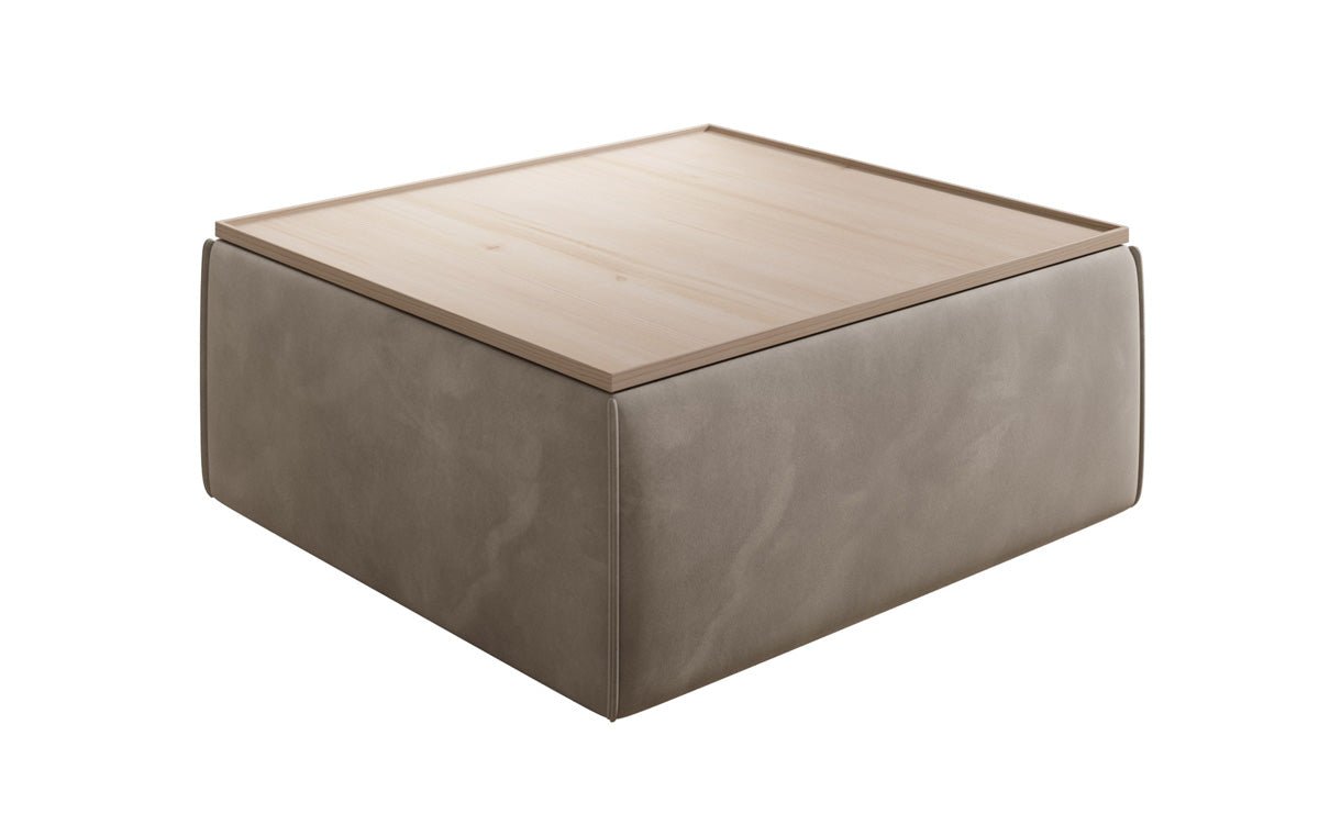 Tabouret d'appoint/table basse Lesley avec rangement en velours