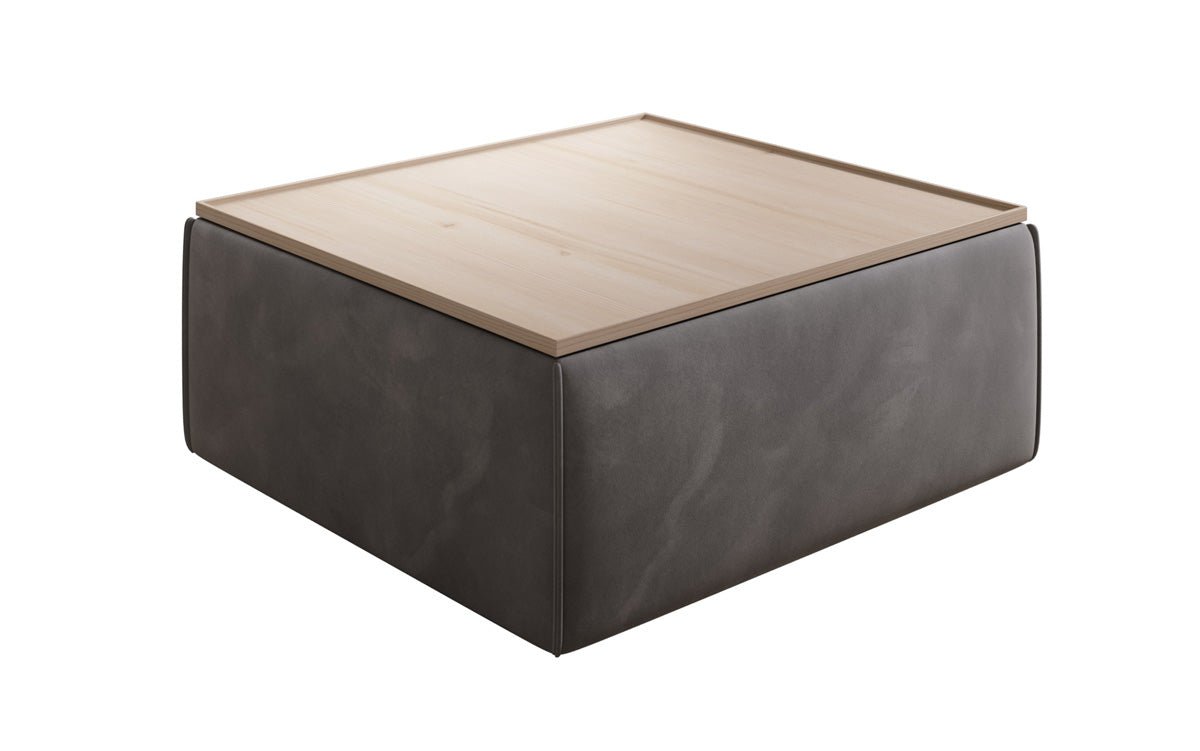 Tabouret d'appoint/table basse Lesley avec rangement en velours