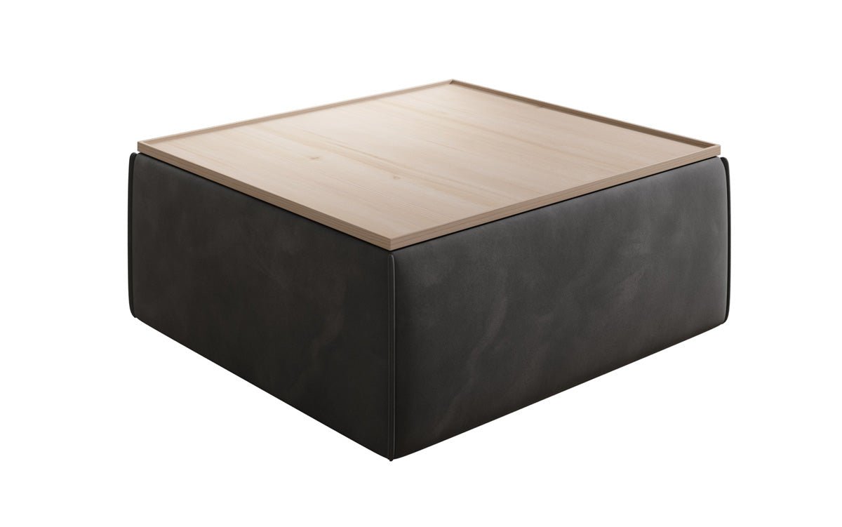 Tabouret d'appoint/table basse Lesley avec rangement en velours