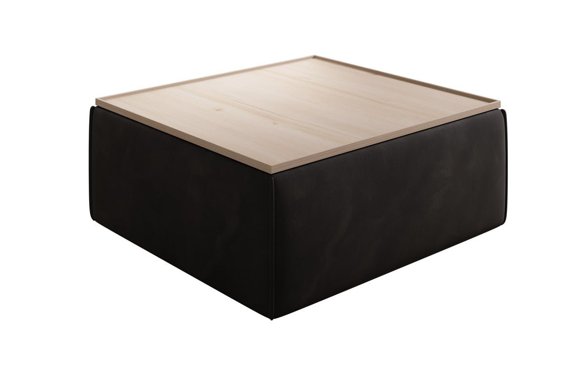 Tabouret d'appoint/table basse Lesley avec rangement en velours