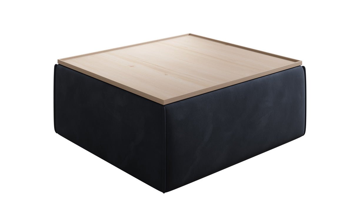 Tabouret d'appoint/table basse Lesley avec rangement en velours