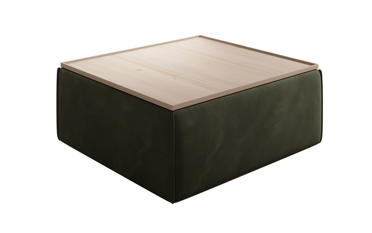 Tabouret d'appoint/table basse Lesley avec rangement en velours