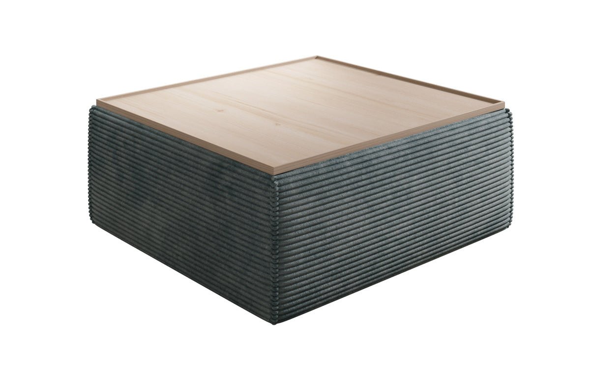 Lesley side stool/coffee table with storage in corduroy