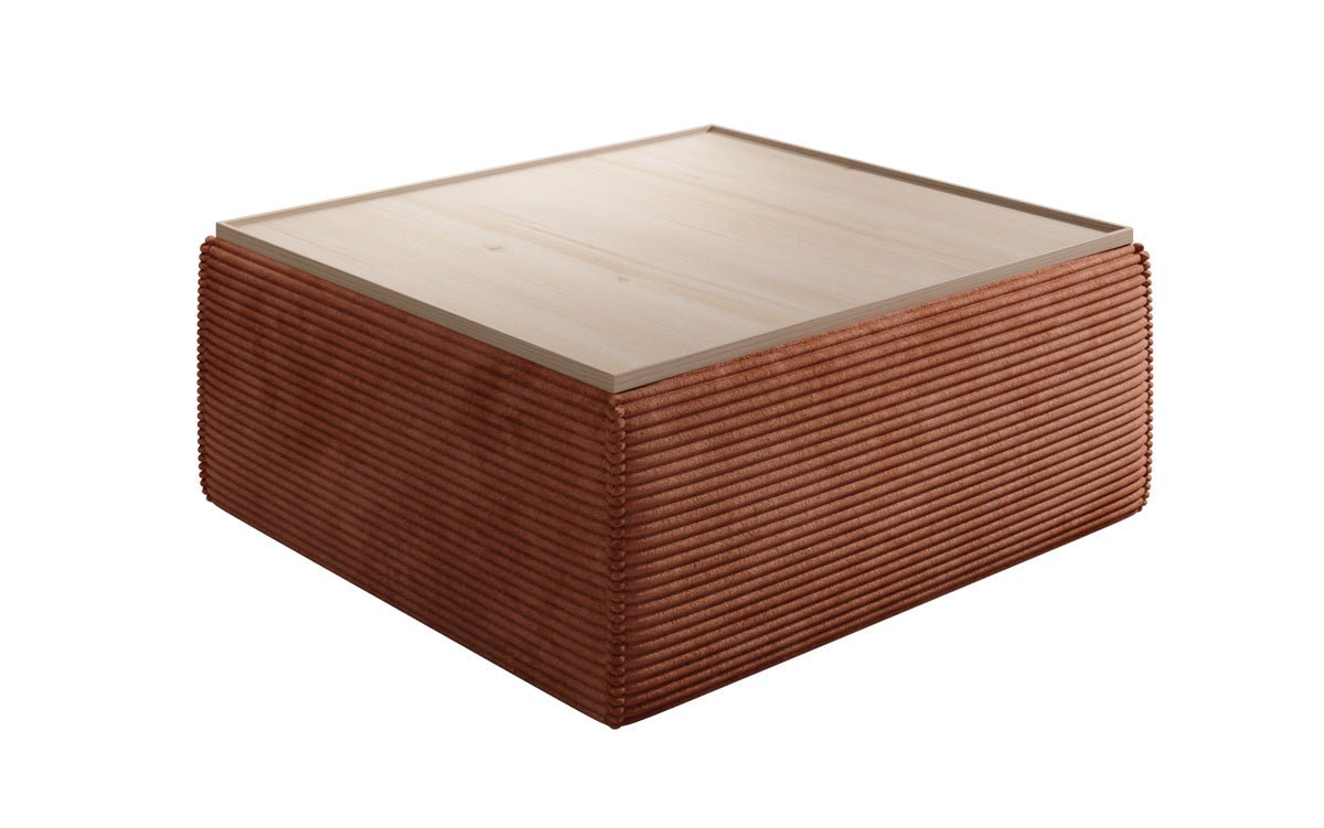 Lesley side stool/coffee table with storage in corduroy