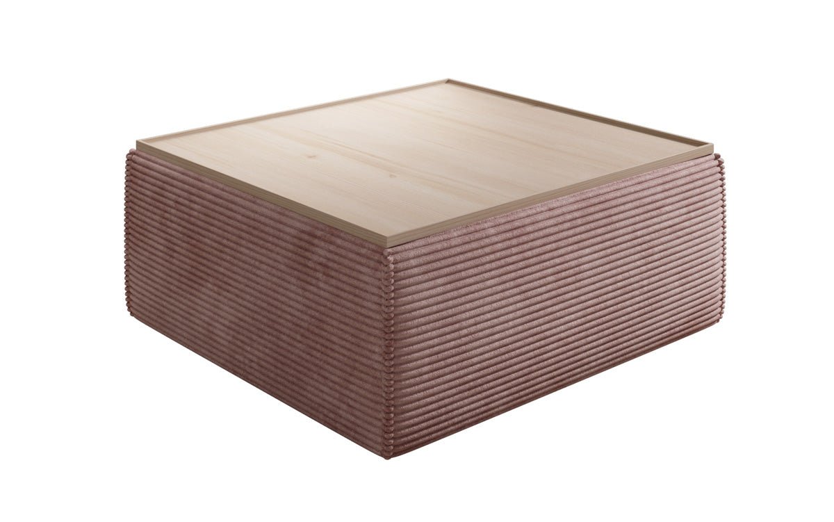 Lesley side stool/coffee table with storage in corduroy