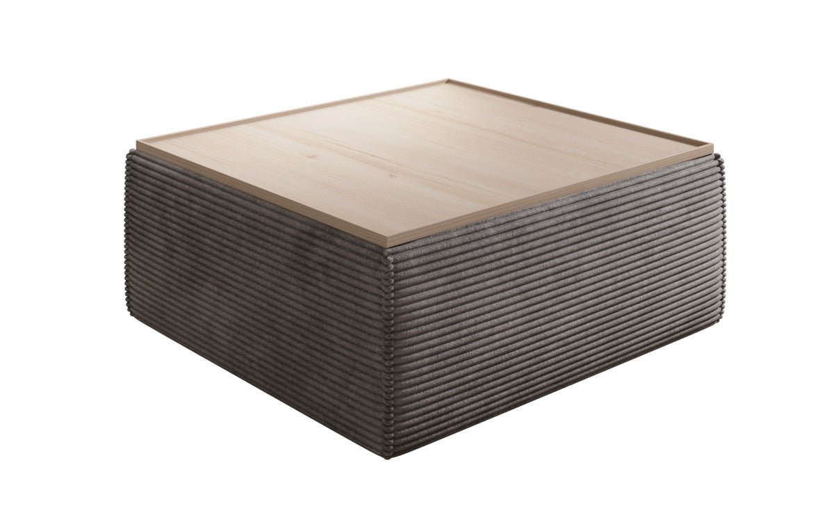 Lesley side stool/coffee table with storage in corduroy