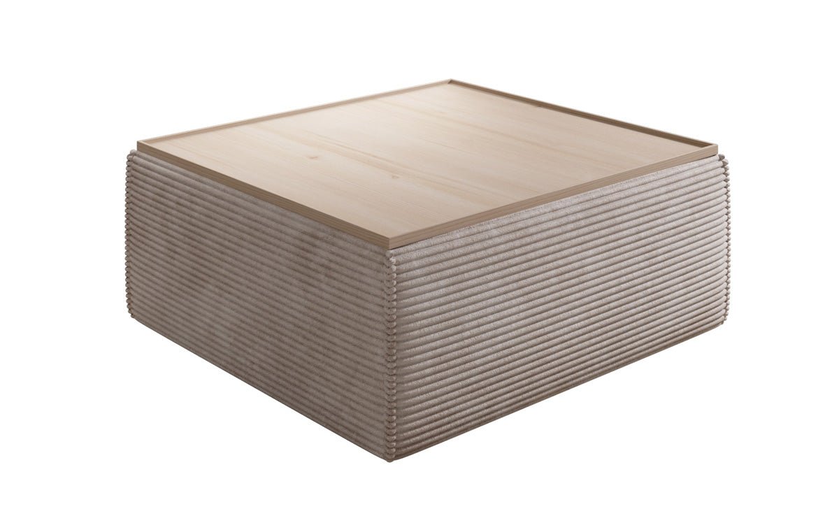 Lesley side stool/coffee table with storage in corduroy
