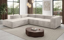 Designer Ecksofa Lesley mit langer Ottomane in Samt