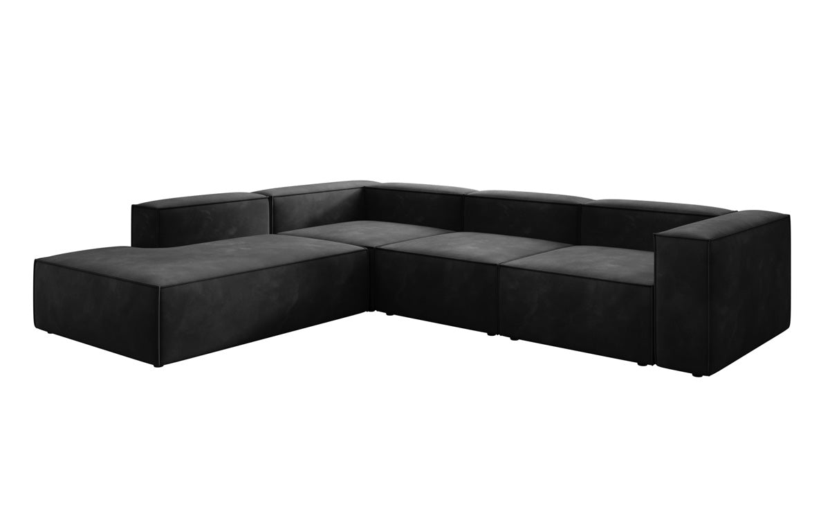 Designer Sofa Lesley L met lange ottomaan in Fluweel
