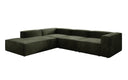 Designer Ecksofa Lesley mit langer Ottomane in Samt