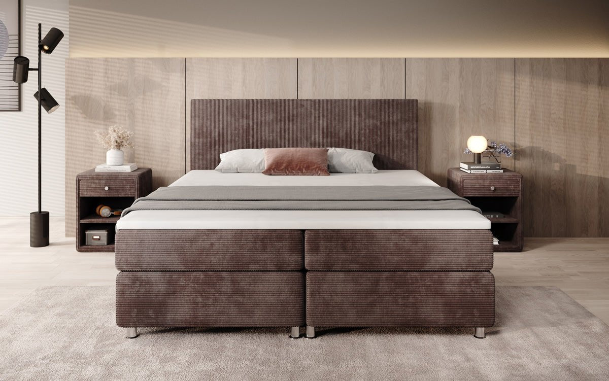Lit boxspring Athene en Côtelé