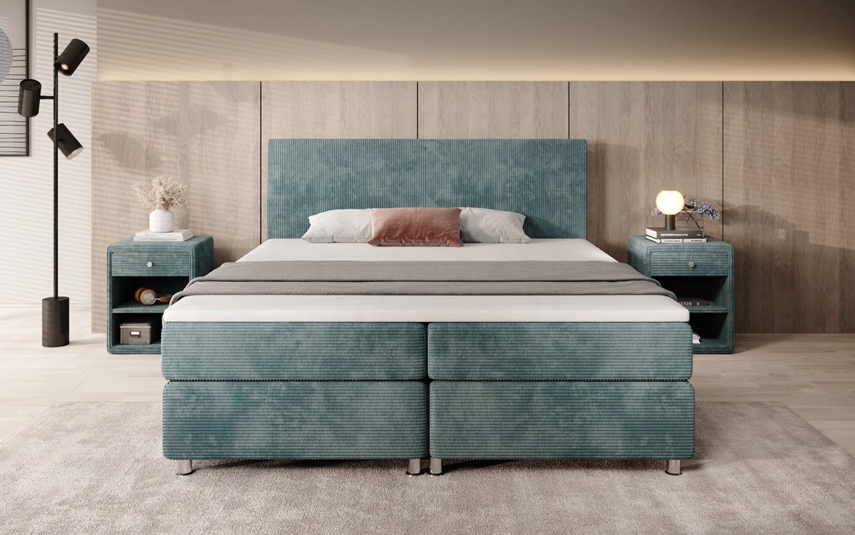 Lit boxspring Athene en Côtelé