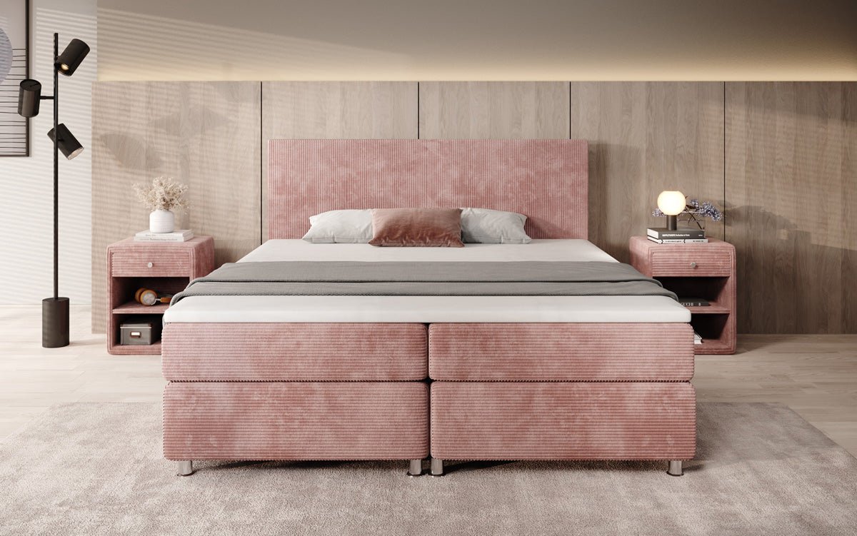 Lit boxspring Athene en Côtelé