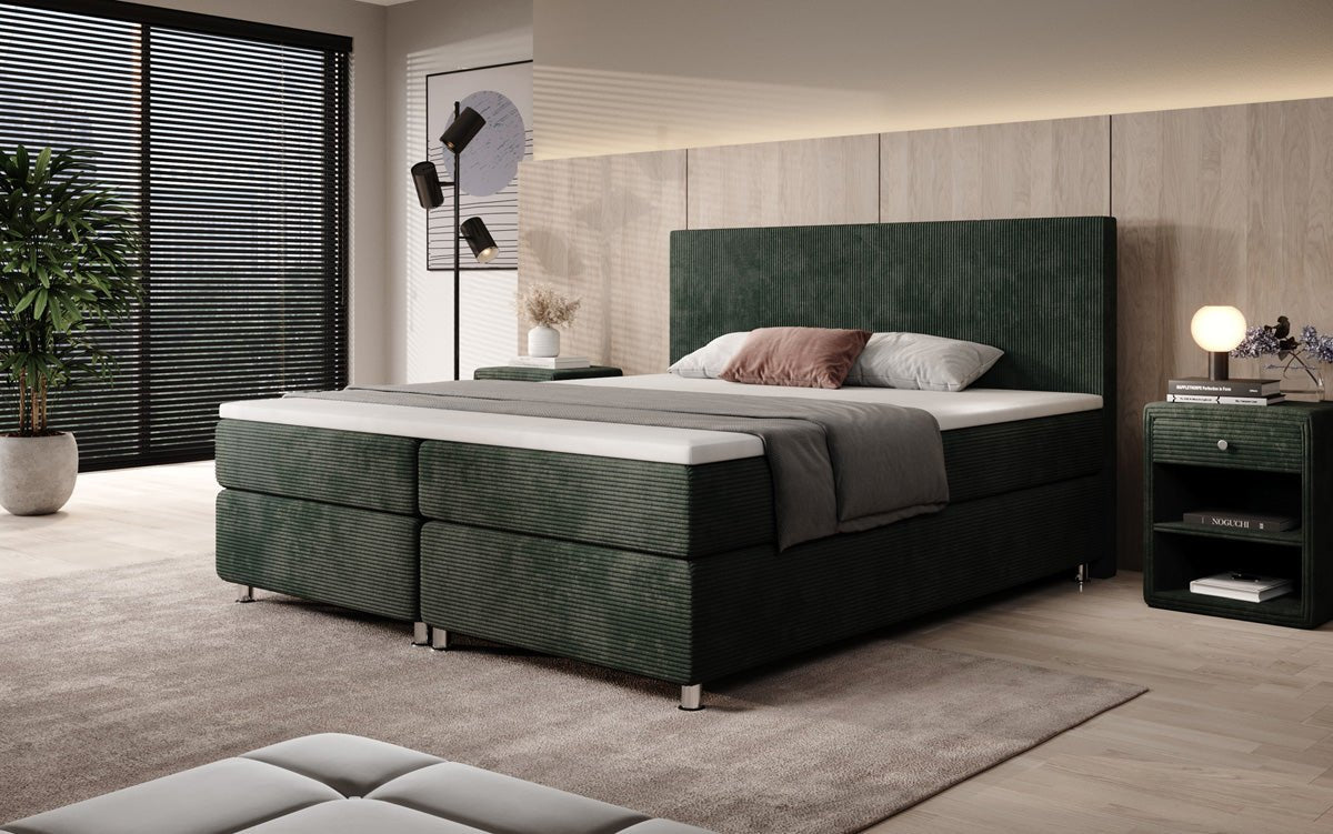 Lit boxspring Athene en Côtelé