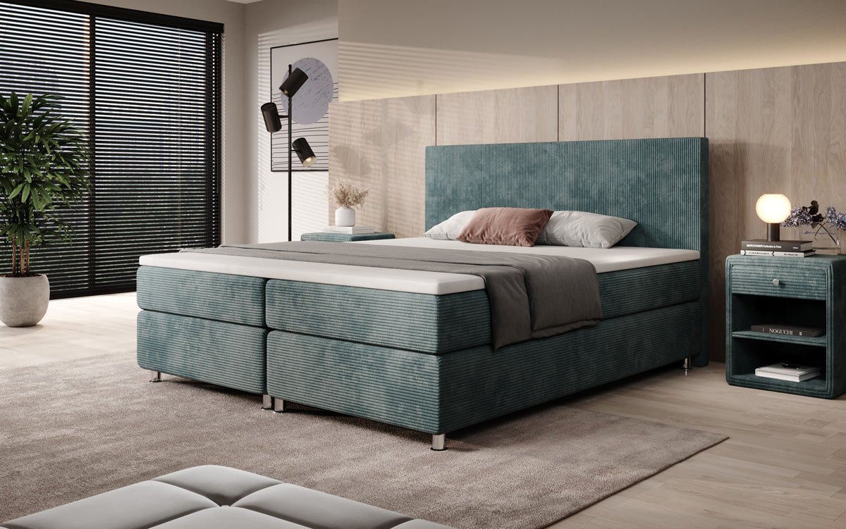 Lit boxspring Athene en Côtelé