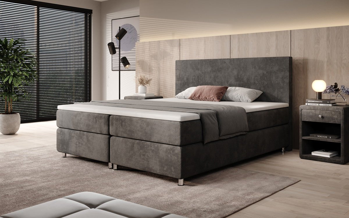 Lit boxspring Athene en Côtelé