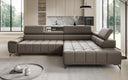 Designer Ecksofa Selora mit elektrischer Schlaffunktion und verstellbarerer Rückenlehne in Echtleder
