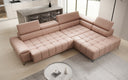 Designer Ecksofa Selora mit elektrischer Schlaffunktion und verstellbarerer Rückenlehne in Echtleder
