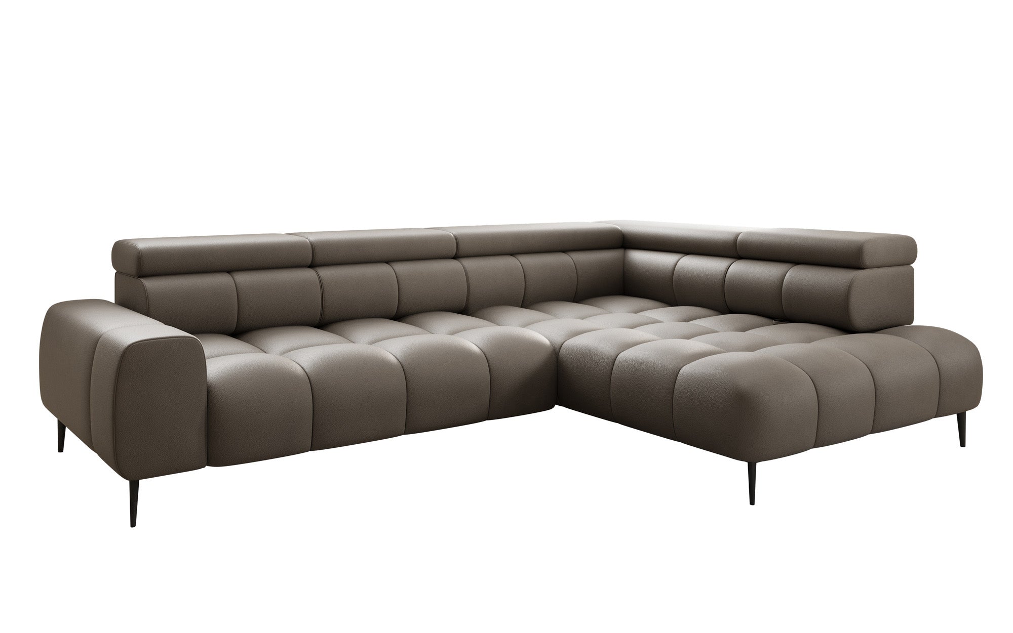 Canapé design Ceora L avec fonction de couchage électrique et dossier réglable en cuir véritable