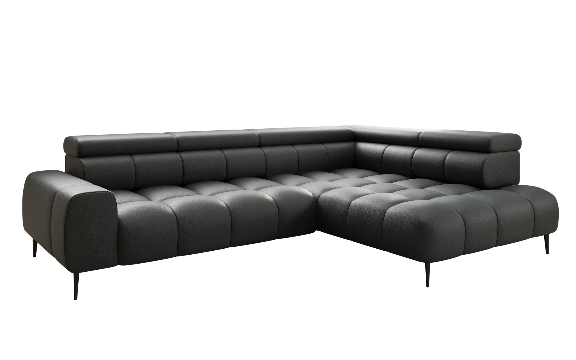 Canapé design Ceora L avec fonction de couchage électrique et dossier réglable en cuir véritable