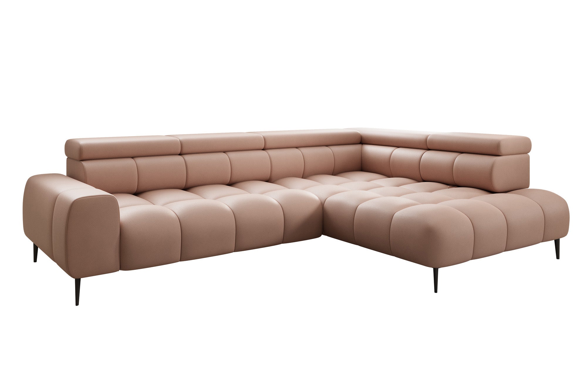 Canapé design Ceora L avec fonction de couchage électrique et dossier réglable en cuir véritable