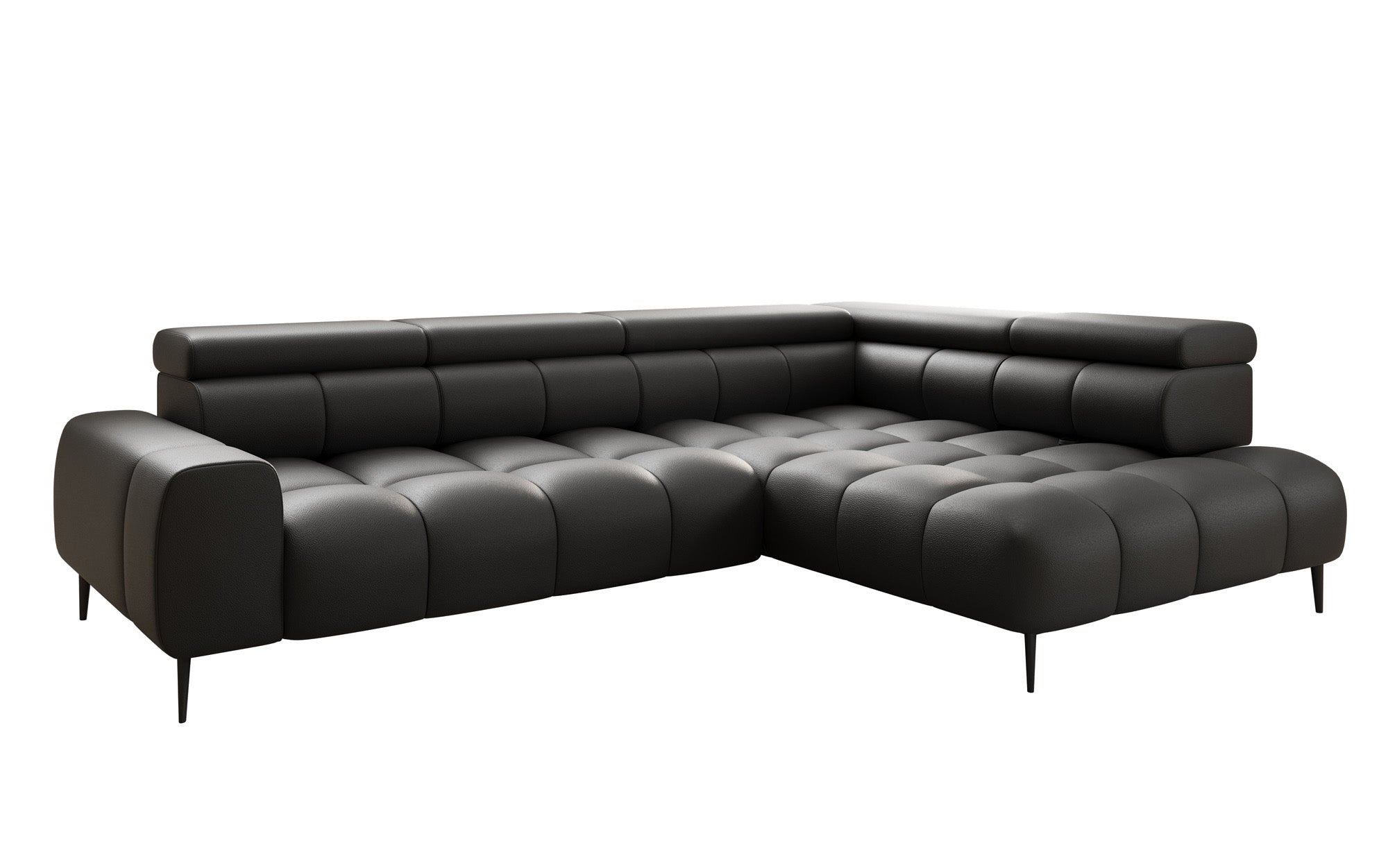 Canapé design Ceora L avec fonction de couchage électrique et dossier réglable en cuir véritable