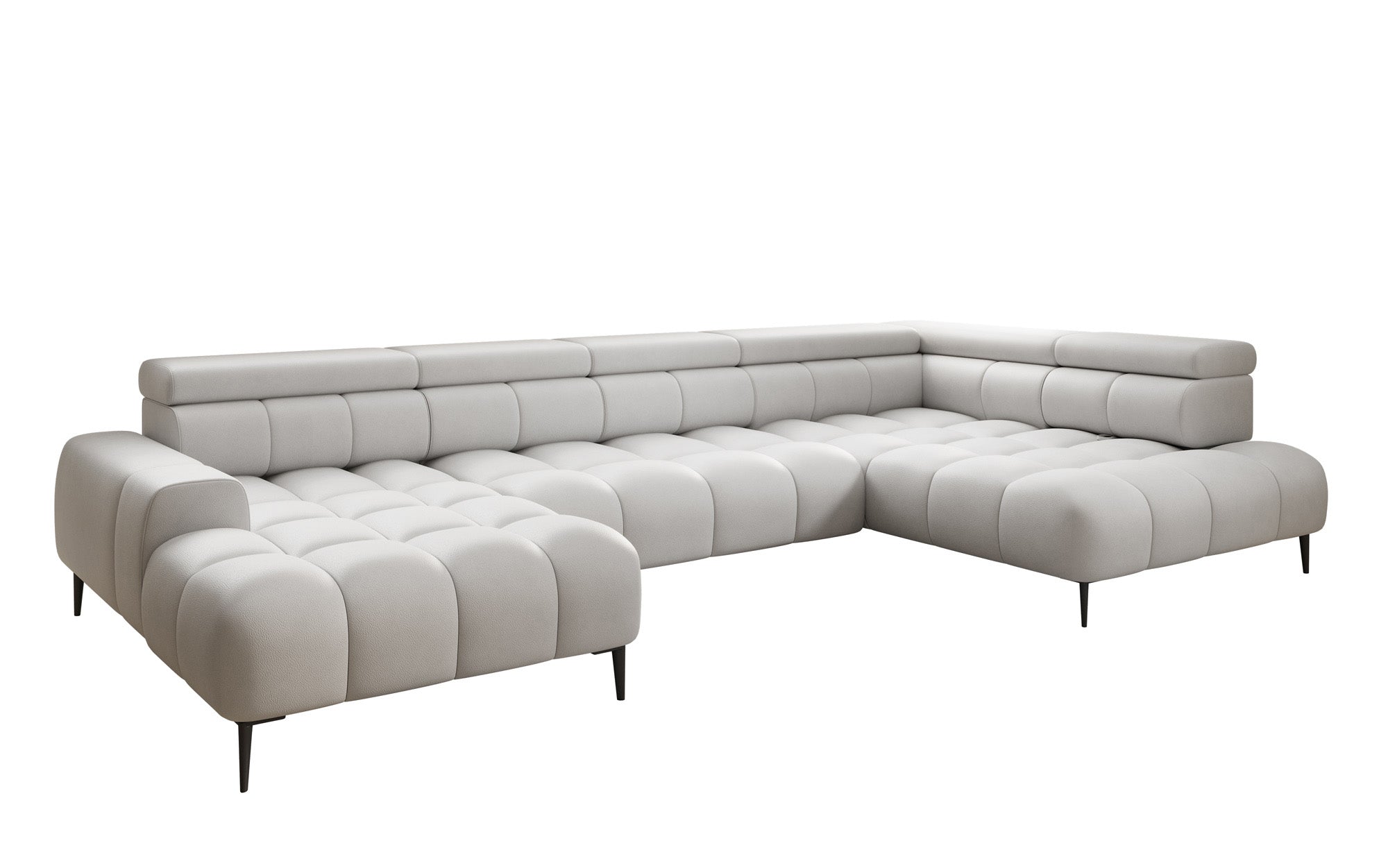 Canapé design Ceora U avec fonction de couchage électrique et dossier réglable en cuir véritable