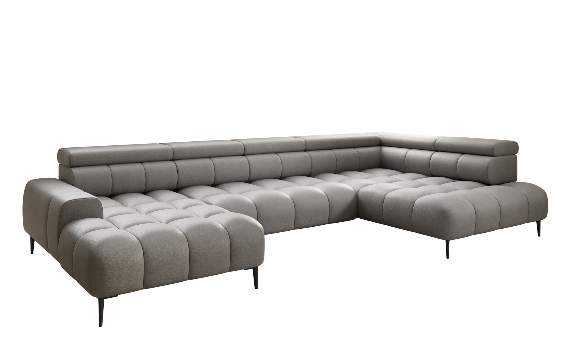 Canapé design Ceora U avec fonction de couchage électrique et dossier réglable en cuir véritable