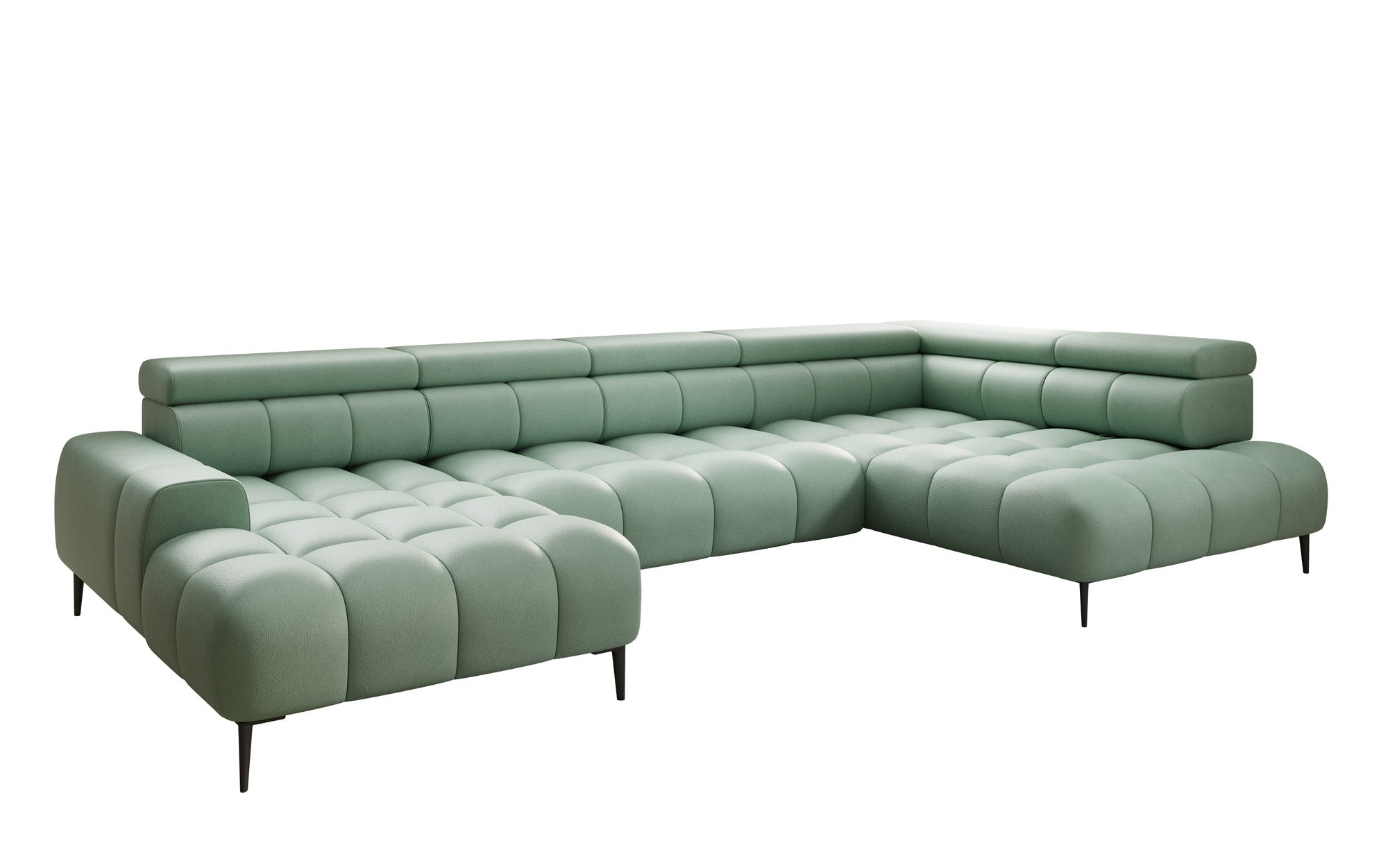 Canapé design Ceora U avec fonction de couchage électrique et dossier réglable en cuir véritable