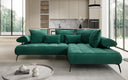 Canapé d’angle design Sydney en velours avec fonction de couchage électrique