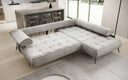Canapé d’angle design Sydney en velours avec fonction de couchage électrique