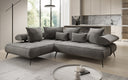 Canapé d’angle design Sydney en velours avec fonction de couchage électrique