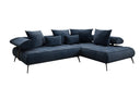 Canapé d’angle design Sydney en velours avec fonction de couchage électrique