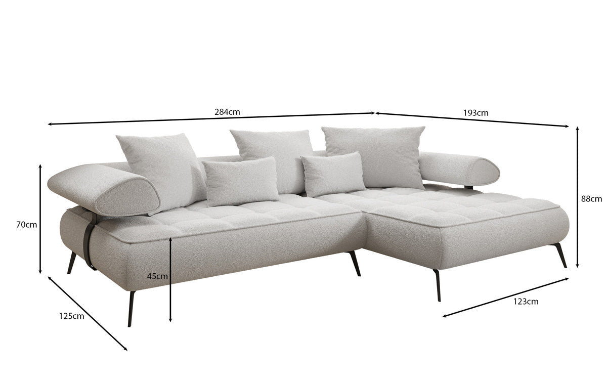 Canapé design Sydney L II Bouclé avec fonction de couchage électrique
