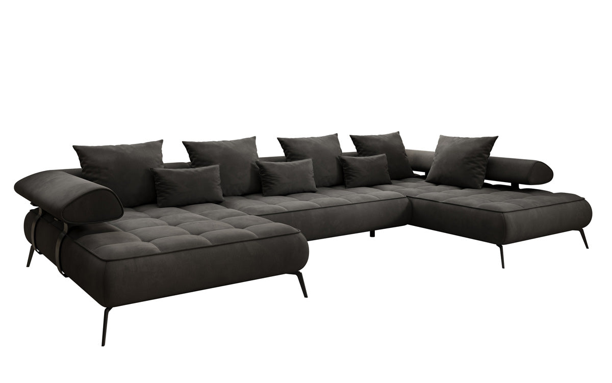 Canapé Designer U Sydney Velours avec fonction de couchage électrique