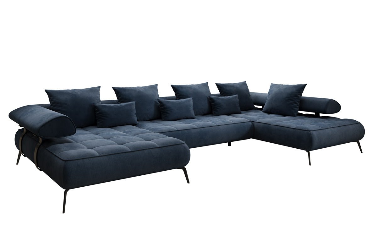 Canapé Designer U Sydney Velours avec fonction de couchage électrique