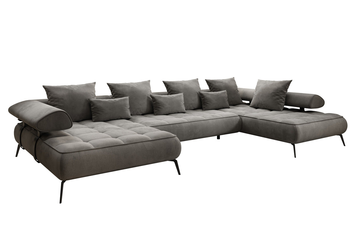 Canapé Designer U Sydney Velours avec fonction de couchage électrique