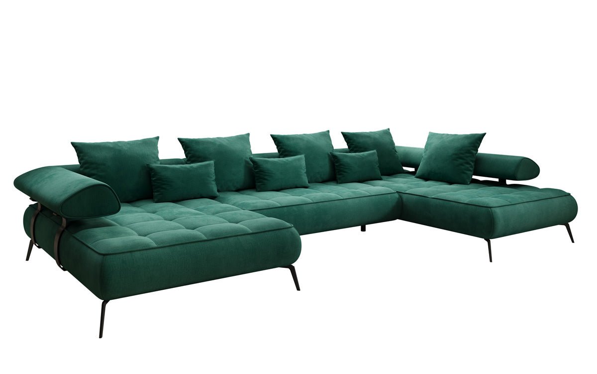 Canapé Designer U Sydney Velours avec fonction de couchage électrique