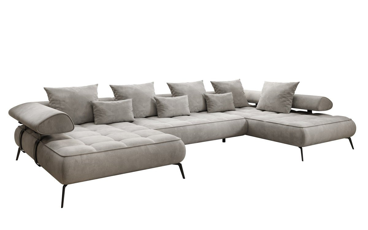 Canapé Designer U Sydney Velours avec fonction de couchage électrique