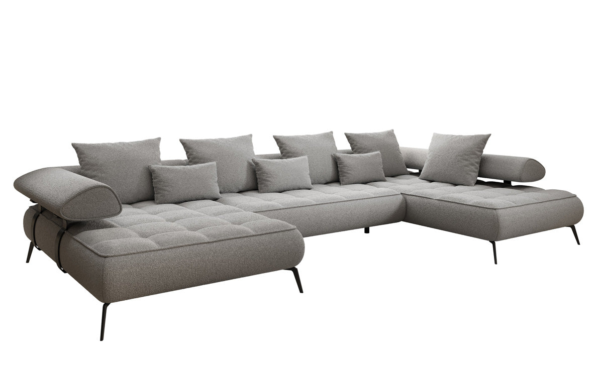 Canapé Designer U Sydney Bouclé avec fonction de couchage électrique
