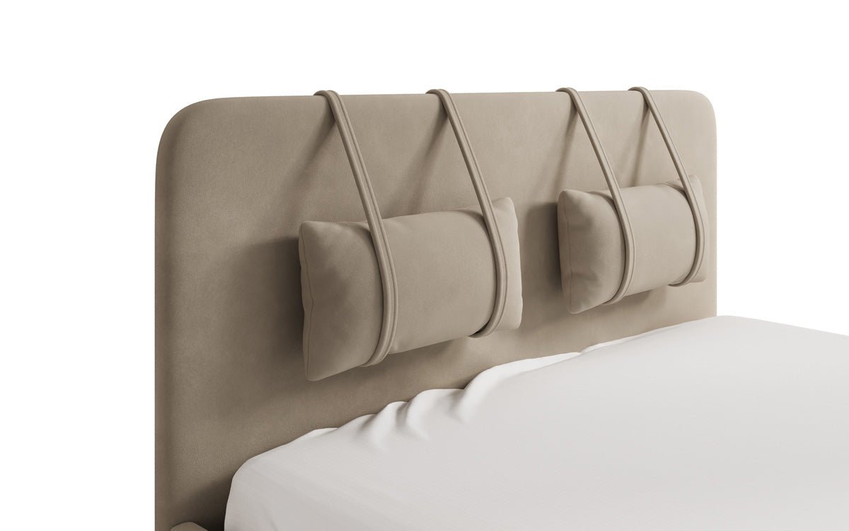 Lit rembourré design Alma en velours avec rangement