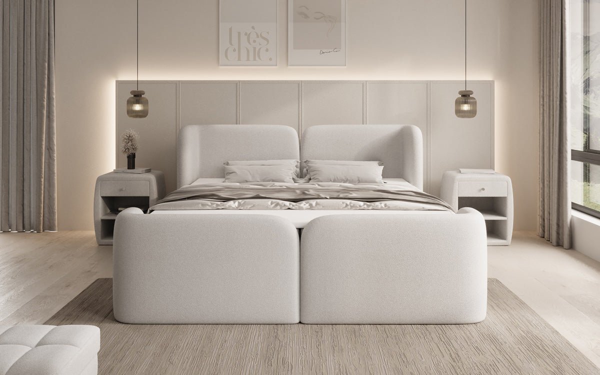 Boxspringbed Riva Bouclé met opbergruimte